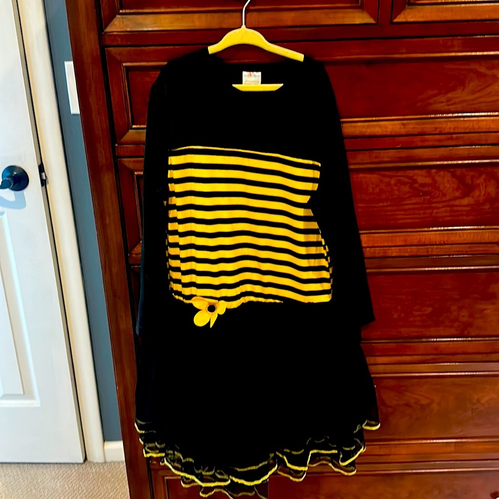 Girl’s bumblebee dress costume with wings and antenna headband